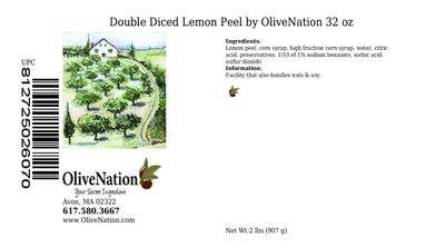 OliveNation Double Diced Candied Lemon Peel, Finely Chopped for Cooking, Baking, Edible Decoration, Non-GMO, Gluten Free, Kosher, Vegan - 32 ounces