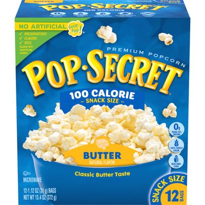 Pop Secret Microwave Popcorn, 100 Calorie Butter Flavor, 1.12 Oz Snack Bags, 12 Count (Pack of 4)