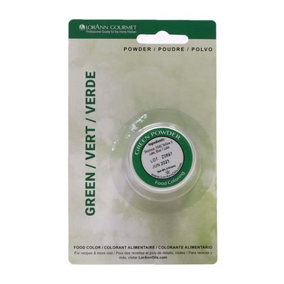 LorAnn Green Powder Food Color 1/2 ounce jar