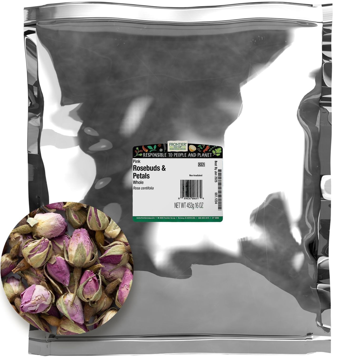 Frontier Bulk Rosebuds &amp; Petals, Pink, 1 Pound