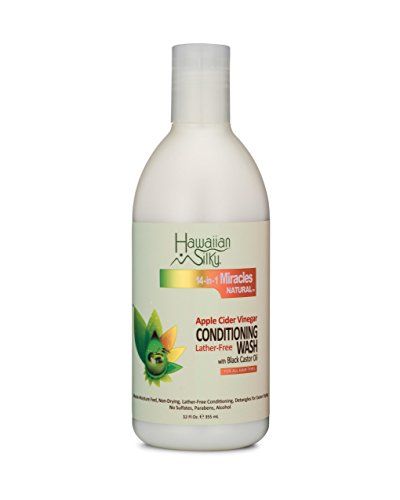 Hawaiian Silky Apple Cider Vinegar Conditioning Wash, 12 fl oz - Lather-Free , with Black Castor Oil Extract, Cleansing Hair Moisturizer Treatment - Good on Men, Women &amp; Kids