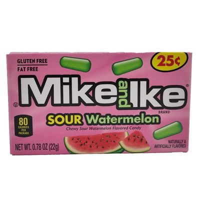 Mike and Ike Sour Watermelon Chewy Candies - Case of 24 0.78-oz. Box