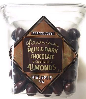 Trader Joe&#39;s Premium Milk and Dark Chocolate Almonds 1 lbs.