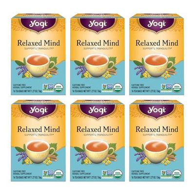 Yogi Tea - Relaxed Mind (6 Pack) - Supports Tranquility - Calming Tea with Gotu Kola and Lavender - Caffeine Free - 96 Organic Herbal Tea Bags