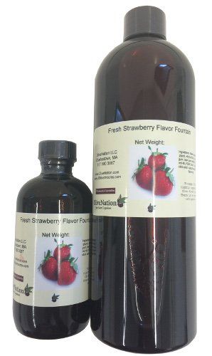 OliveNation Fresh Strawberry Flavor Fountain, Sugar Free, Water Soluble Beverage Flavoring for Ice Cream, Soda, Baked Goods, Non-GMO, Gluten Free, Kosher, Vegan - 8 ounces