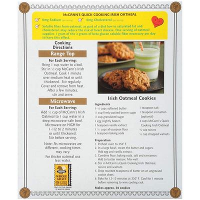 McCANN'S Irish Oatmeal, Quick Cooking Rolled Oats, 16-Ounce Boxes - PACK OF 12