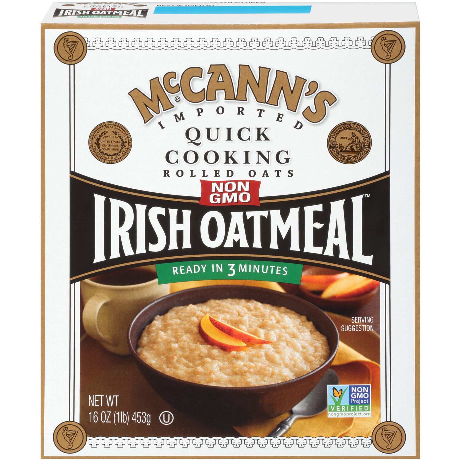 McCANN&#39;S Irish Oatmeal, Quick Cooking Rolled Oats, 16-Ounce Boxes - PACK OF 12