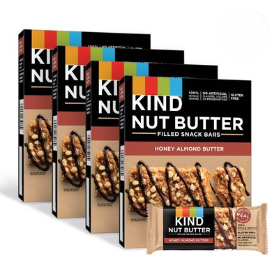 KIND Nut Butter Filled, Honey Almond Butter, 6 Bars (Pack of 8, 48 Count total)