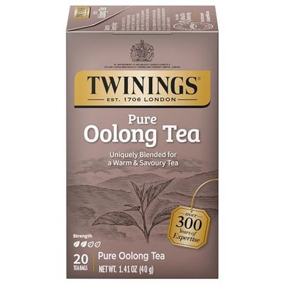 Twinings Pure Oolong Tea - Golden Caffeinated Tea, Individually Wrapped Tea Bags, 20 Count