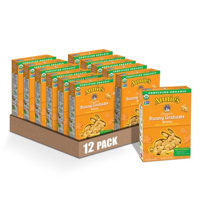 Annie&#39;s Organic Baked Bunny Grahams Snacks, Honey, 7.5 oz (Pack of 12)