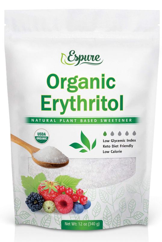 Espure Organic Erythritol - USDA Certified &amp; 100% Pure - Zero Calorie Sugar Substitute, Plant Based Sweetener; 12oz
