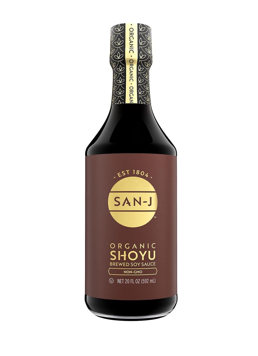 San-J Organic Authentic Shoyu Soy Sauce | Vegan, Non GMO, Kosher, FODMAP Friendly | Perfect for Dipping or as a Table Condiment | 20 Fl Oz (Pack of 6)
