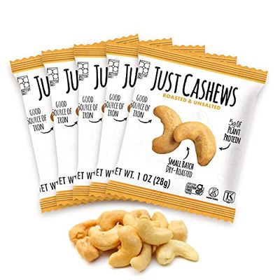 Roastery Coast - Just Cashews Unsalted | Individually wrapped snack (1 Oz each) | Whole Unsalted Cashews | Non-GMO, Gluten Free, Kosher | Cashew Nuts | Gourmet Snack