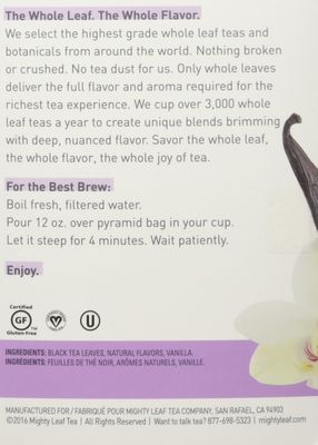 MIGHTY LEAF TEA VANILLA BEAN