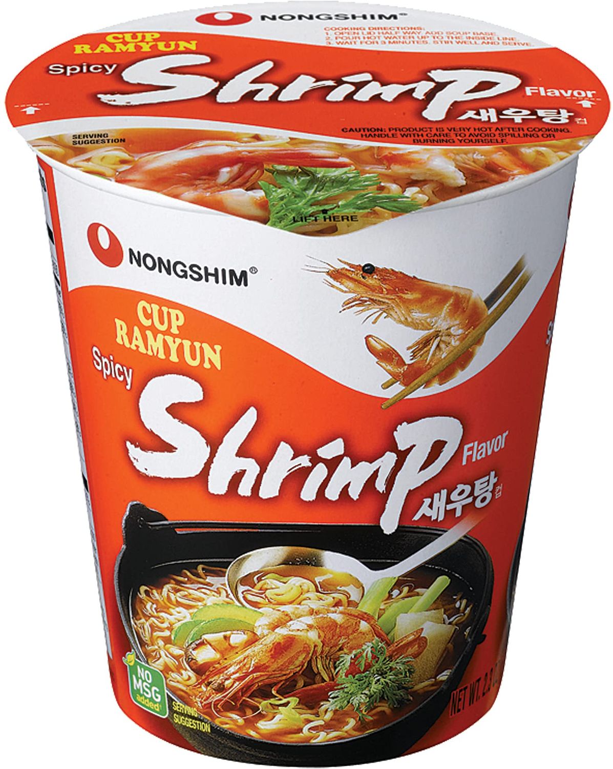 Nongshim Noodle Cup, Spicy Shrimp, 2.36 Ounce (Pack of 6)