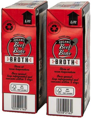 Trader Joes Organic Beef Bone Broth 17fl oz 503ml (Two Boxes)