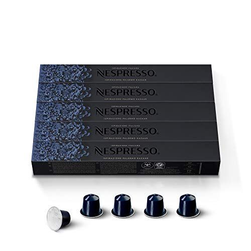 Nespresso Capsules Original Line Stocking Stuffers, Kazaar Intenso, Dark Roast Coffee, 50 Count Coffee Pods