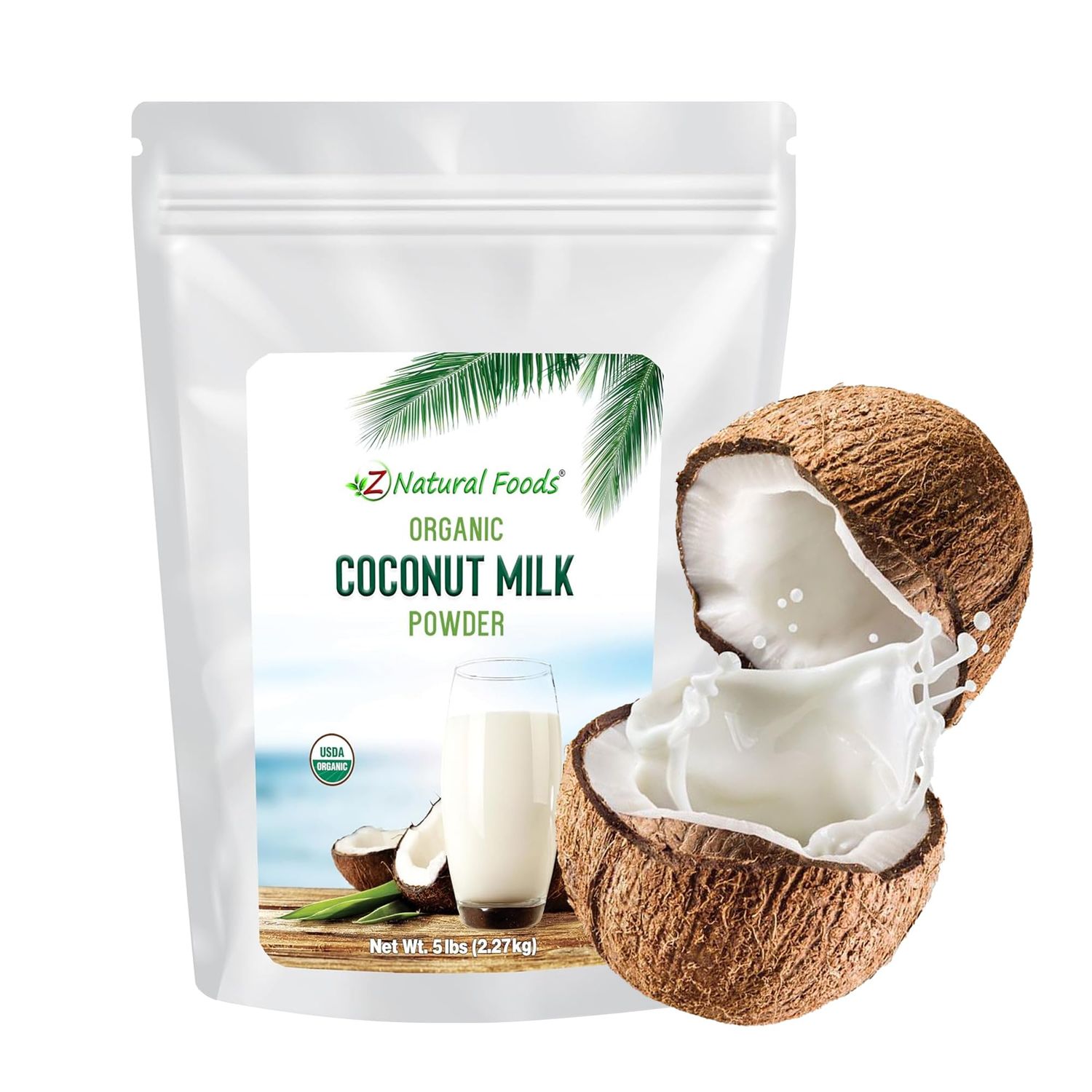 Z Natural Foods Organic Coconut Milk Powder - All-Natural Vegan Dairy-Free Alternative with MCTs - Unsweetened Coconut Creamer for Coffee &amp; Smoothies - Gluten-Free, Non-GMO, 5 lbs