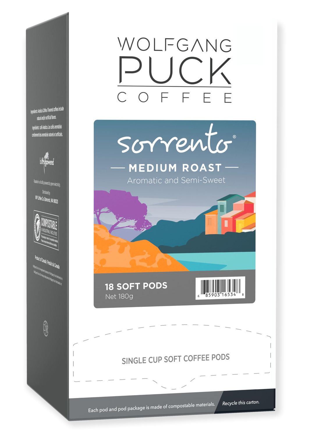 Wolfgang Puck Coffee, Sorrento Coffee, 9.5 Gram Pods, 18 Count