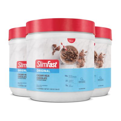 SlimFast Original Meal Replacement Powder, Creamy Milk Chocolate, Weight Loss Shake Mix, 10g of Protein, 14 Servings (Pack of 3) (Packaging May Vary)