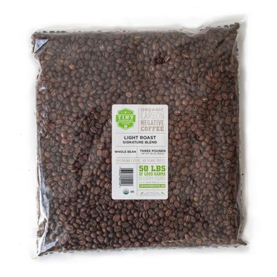 Tiny Footprint Coffee - Signature Blend, Light Roast, USDA Organic Coffee - Whole Bean Coffee, Fair Trade, Shade Grown &amp; Carbon Negative - You Drink Coffee, We Plant Trees, 3 Pounds