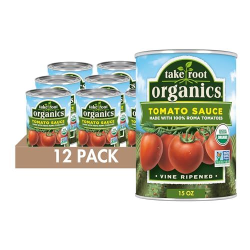 Take Root Organics Canned Organic Tomato Sauce, 15 oz Can (Pack of 12 Cans)