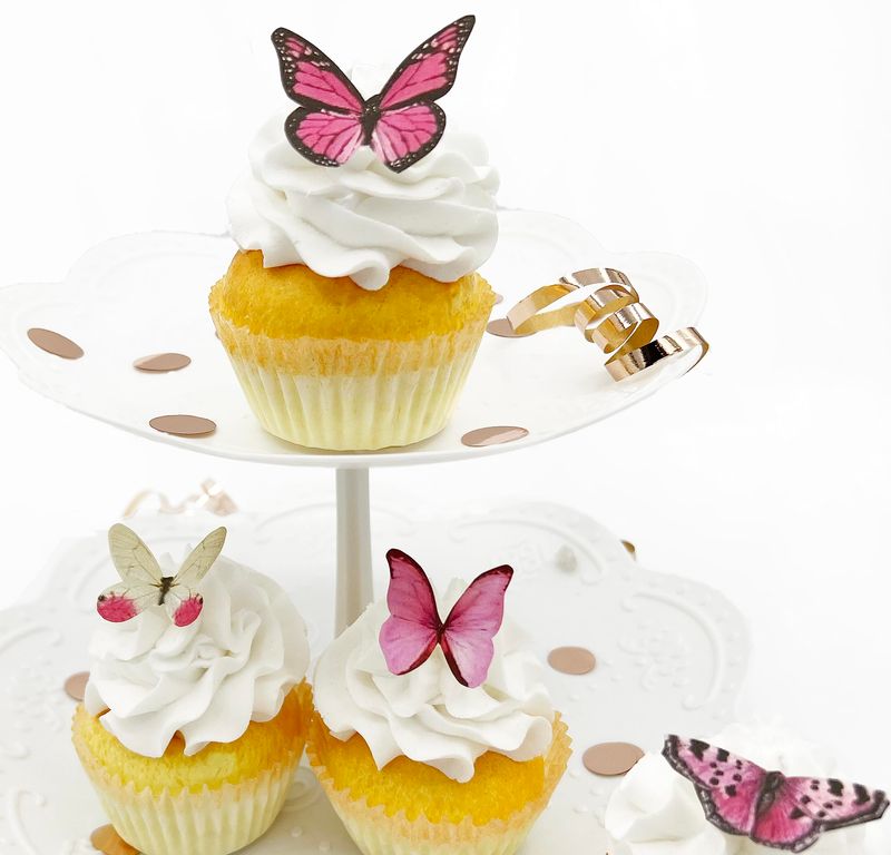 Sugar Robot Inc. Edible Butterflies for Cake Decorating - Small Size, Premium Crafted in the USA - Butterfly Cake and Cupcake Toppers, Decoration (Pink)