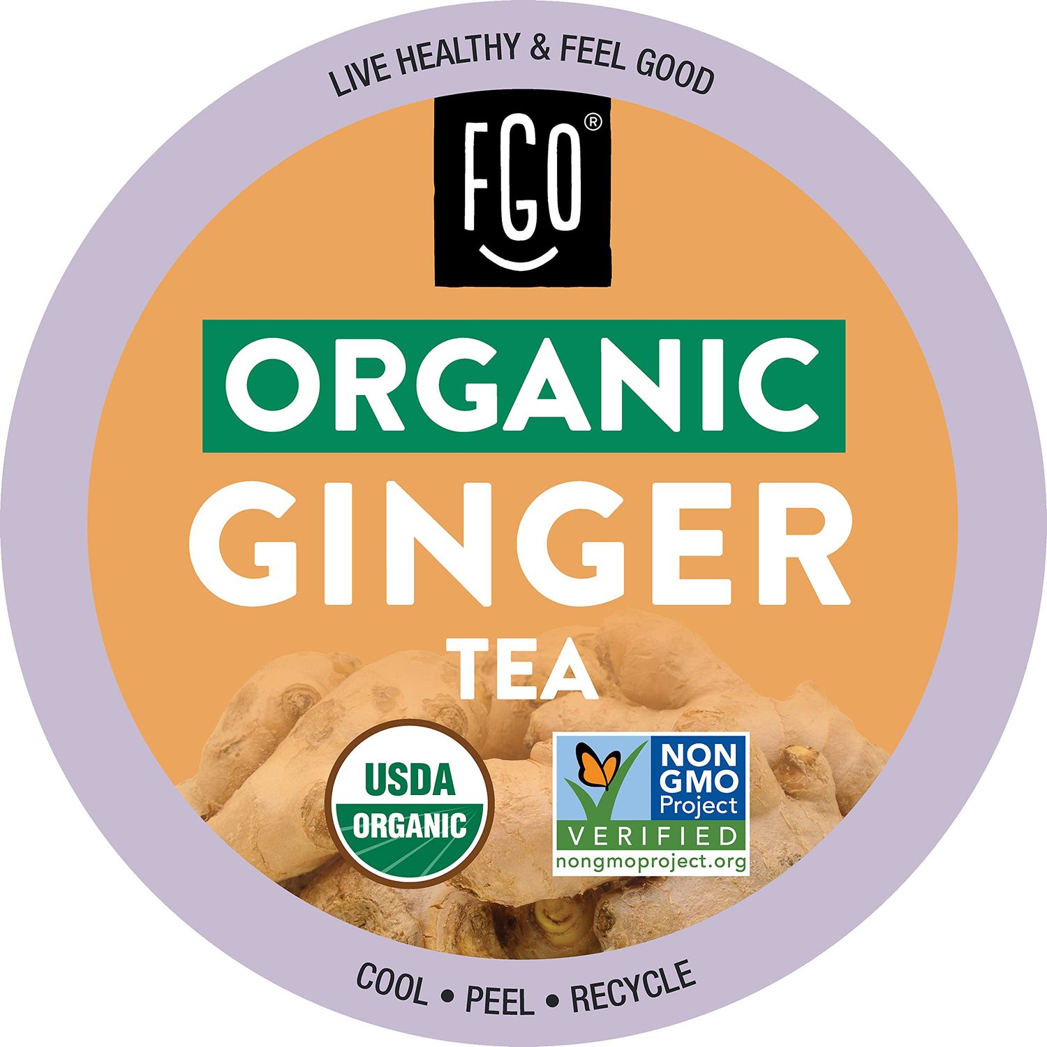 Organic Ginger Tea K-Cup Pods, 24 Pods by FGO - Keurig Compatible - Naturally Caffeine-Free Herbal Tea, Premium Ginger Tea is USDA Organic, Non-GMO, &amp; Recyclable
