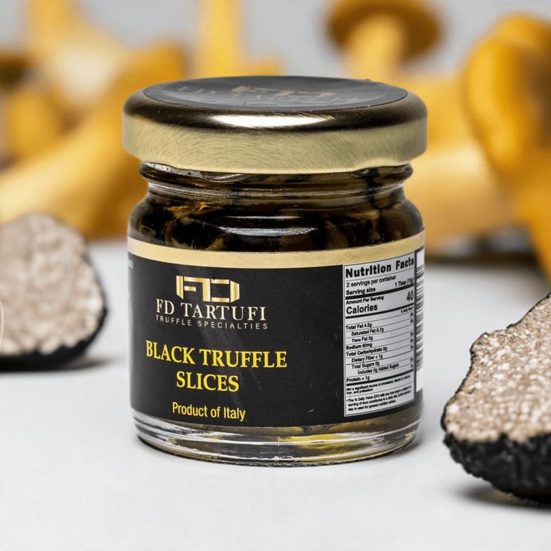 FD TARTUFI Black Truffle Slices 30g (1.05oz) - (Tuber Aestivum) Gourmet Food | Condiments | non gmo | Made in Italy | Mushrooms | Truffles | Kosher | Olive Oil