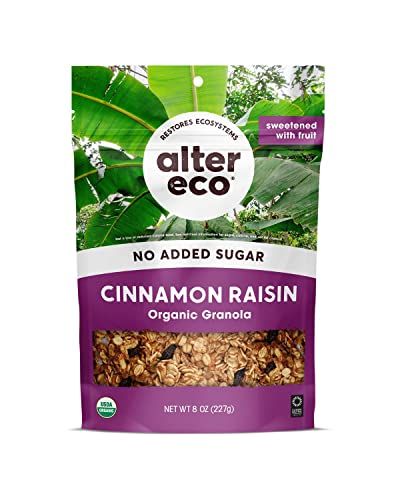 Alter Eco Cinnamon Raisin Granola, Healthy, Organic Breakfast &amp; Snack, Naturally Sweetened with Fruit, Vegan, No Artificial Sugars or Additives, Regeneratively-Farmed Oats(Cinnammon Raisin - 3 Pack)
