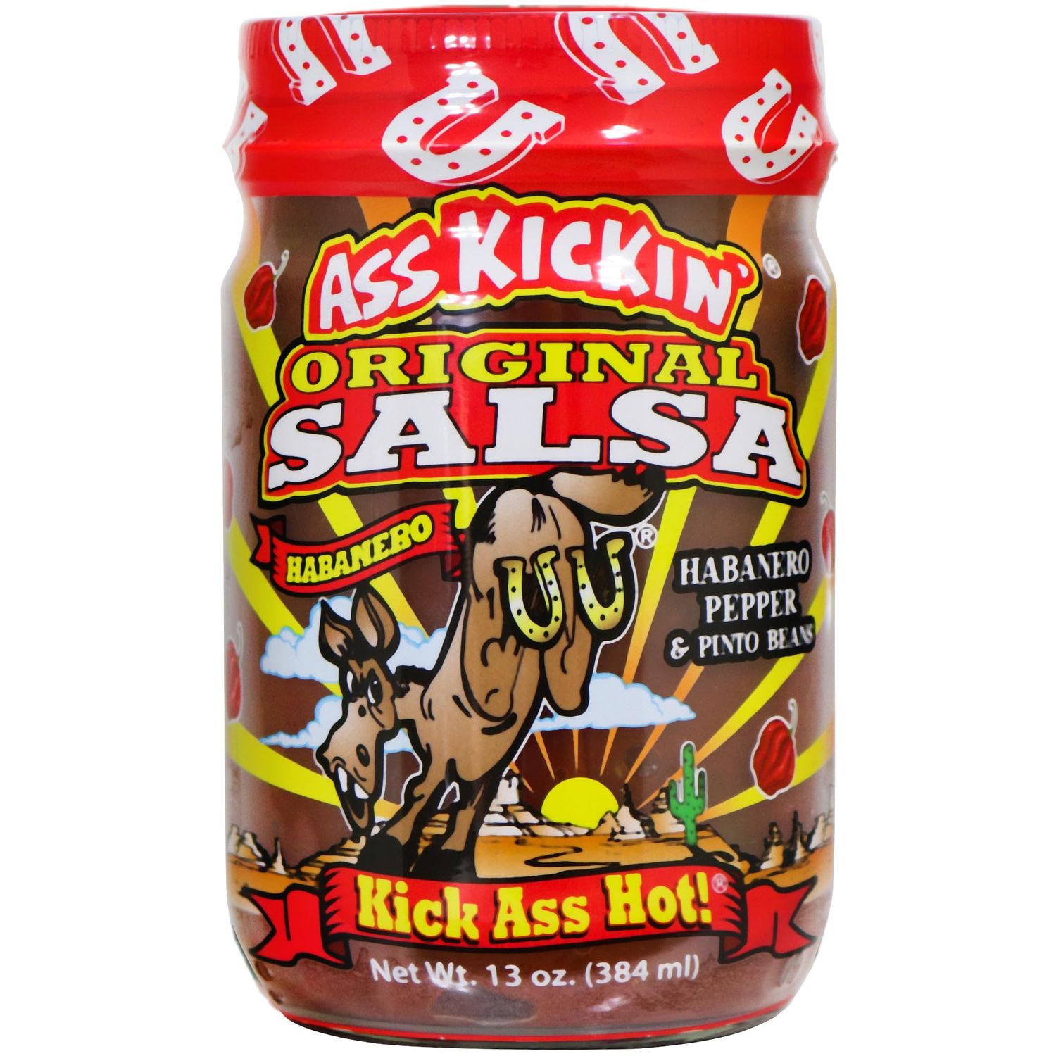 ASS KICKIN&#39; Original Hot Spicy Salsa - 13 oz. - Premium Gourmet Spicy Hot Habanero Salsa for Tortilla Chips, Veggies, and Breakfast Burritos - Warning - Try if you Dare!