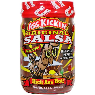 ASS KICKIN&#39; Original Hot Spicy Salsa - 13 oz. - Premium Gourmet Spicy Hot Habanero Salsa for Tortilla Chips, Veggies, and Breakfast Burritos - Warning - Try if you Dare!