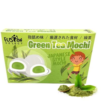 Fusion Select Mochi Daifuku Snacks - Traditional Japanese Rice Cakes with Filling - Flavored Asian Sweet Desserts for Family - Chewy and Soft Texture (Green Tea)