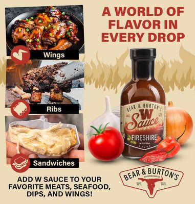 Bear and Burtons W Sauce Fireshire | Spicy Worcestershire Sauce for Bold Flavors | Perfect Steak Marinade and Dressing Add-In | 12 Oz - Pack of 2