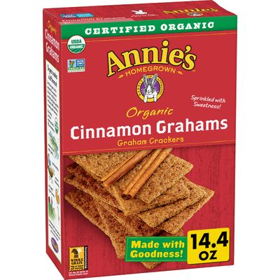 Annie&#39;s Organic Graham Crackers, Cinnamon, Made With Whole Grain, 14.4 oz