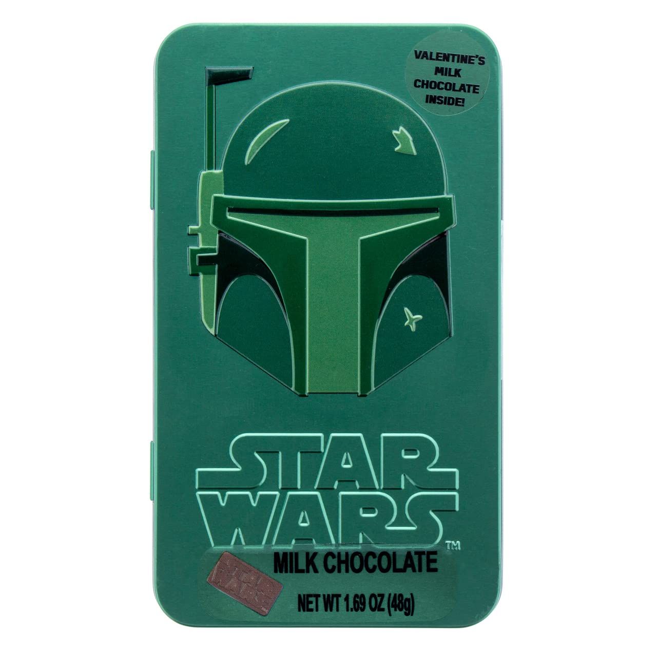 Star Wars Boba Fett Collector&#39;s Tin Valentine&#39;s Day Candy Gift Set, Individually Wrapped Milk Chocolates, Collectible Case, 1.69Oz