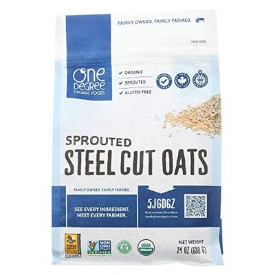 ONE DEGREE ORGANIC FOODS, Sprtd Oats, Og2, Steel Cut, Size 24 OZ, (Gluten Free Vegan 95%+ Organic)4