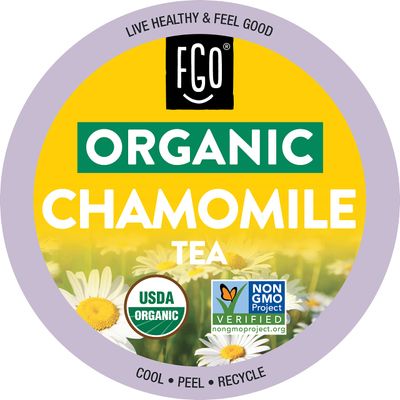 Organic Chamomile Herbal Tea K-Cup Pods, 24 Pods by FGO - Keurig Compatible - Naturally Caffeine-Free Tea, Premium Green Tea is USDA Organic, Non-GMO, &amp; Recyclable