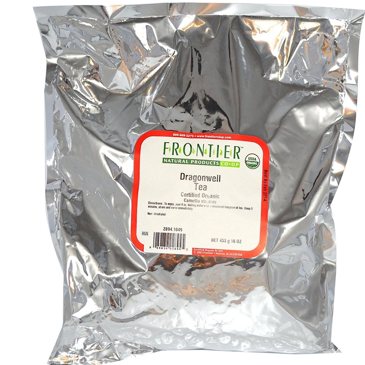 FRONTIER Organic Bulk Dragonwell Tea., 16 OZ