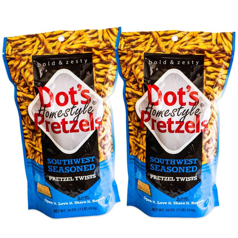 Dot's Southwest Seasoned Pretzel Twists - Bold and Zesty Southwest Pretzel Sticks - 2, 16oz Bags