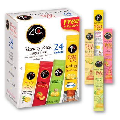 4C Totally Light Tea 2 Go Bonus Variety Pack Ice Tea Mix, 24-Count Boxes (Pack of 3)