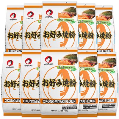 Otafuku Okonomiyaki Flour for Japanese Okonomiyaki Pancakes, 12 Servings, 15.9 Oz (10 Pack)