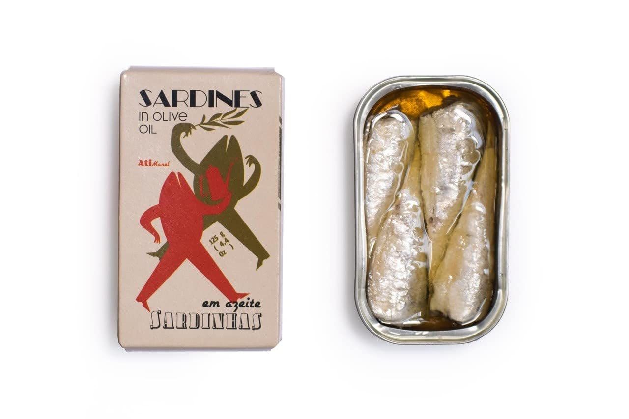 Ati Manel Canned Sardines in Olive Oil | 125g Tinned Fish | 1-Pack of 125g Cans