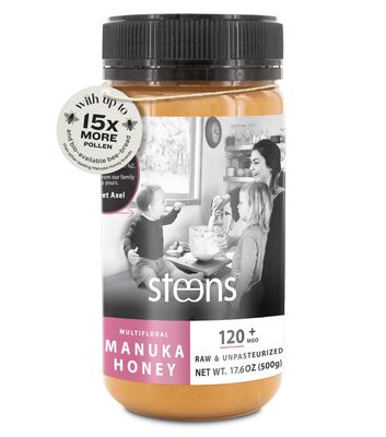 Steens Manuka Honey - MGO 120+ - Multifloral 100% Certified Manuka Honey - Bottled and Sealed in New Zealand - 17.6 oz Jar