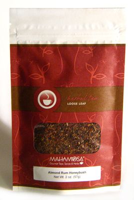 Mahamosa Almond Rum Honeybush Tea 2 oz, Loose Leaf Honeybush Herbal Tea Blend (honeybush, almond, safflower with almond, macadamia nut and rum flavor), Dessert Tea