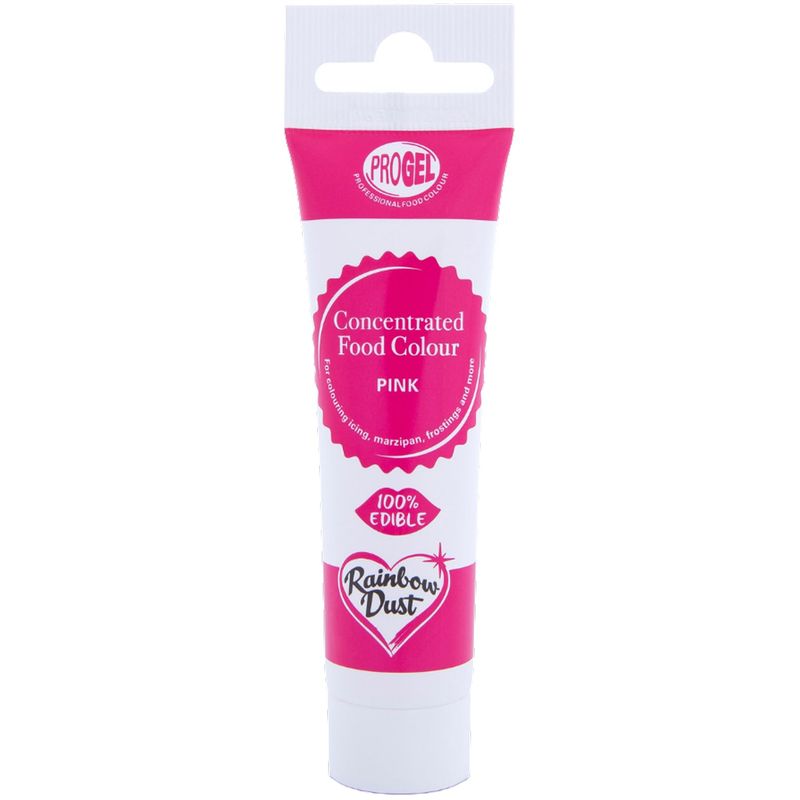 Rainbow Dust ProGel Concentrated Food Colour, Pink Colouring Gel For Baking and Cake Decorating, 25g Tube