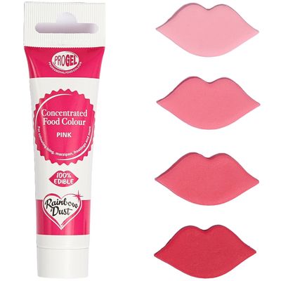 Rainbow Dust ProGel Concentrated Food Colour, Pink Colouring Gel For Baking and Cake Decorating, 25g Tube