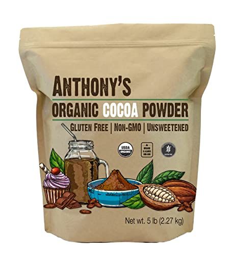 Anthony&#39;s Organic Raw Cocoa Powder, 5 lb, Batch Tested and Verified Gluten Free &amp; Non GMO