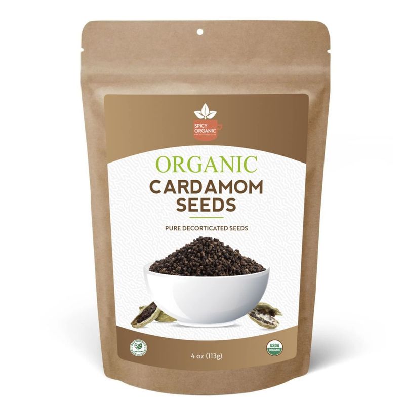 SPICY ORGANIC Decorticated Organic Cardamom Seeds 16 oz. - 100% USDA Organic - Perfect for enhancing the taste of a variety of dishes such as baked goods, beverages, curry blends, and meat dishes