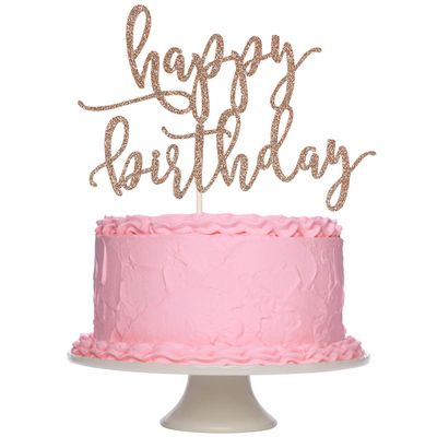 Happy Birthday Cake Topper Rose Gold Glitter, Girls Birthday Cake Topper, Women Birthday Cake Toppers for Rose Gold Birthday Party Cake Decorations